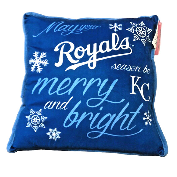 Kansas City Royals Pillow Christmas NEW Blue & White 15"x15" Square MLB Baseball - Picture 2 of 9
